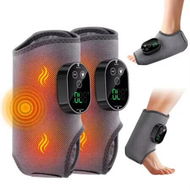 Detailed information about the product 1 Pair Cordless Heating Vibration Foot Ankle Massager Rechargeable Dual Motor Hot Compress Ankle Calf Arm Wrap Massage Belt(Grey)