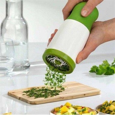 1 Pc Herb Mill Chopper Cutter Mince Stainless Steel Blades Safely New (Color: White And Green)