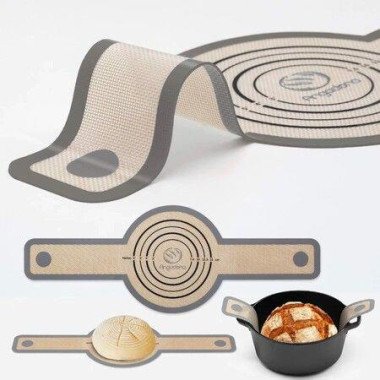 1 Pcs Grey for Transferable Dough,Bread Sling Dutch Oven,Non-Stick & Easy Clean Reusable Silicone Bread Baking Mat With Extra Long Handles