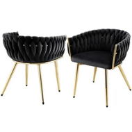 Detailed information about the product 1 Set of 2 Artiss Dining Chairs Velvet Armchair Black