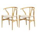 1 Set of 2 Artiss Dining Chairs Wooden Rattan Seat Wishbone Back. Available at Crazy Sales for $319.95