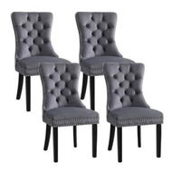 Detailed information about the product 1 Set of 4 Artiss Dining Chairs Grey Velvet