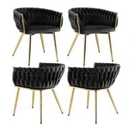 Detailed information about the product 1 Set of 4 Artiss Dining Chairs Velvet Armchair Black
