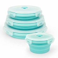 Detailed information about the product 1 Set Of 4pcs Round Collapsible Silicone With Airtight Lids For Kitchen Microwave And Freezer Safe