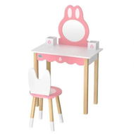 Detailed information about the product 1 Set of Keezi Kids Dressing Table Wooden Bunny Pink