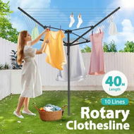 Detailed information about the product 10 Line Clothesline 4 Arm Clothes Airer Dryer Drying Rack Outdoor Rotary Umbrella Laundry Garment Hanging Line Cord Galvanised Aluminium Steel 40m