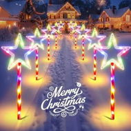 Detailed information about the product 10 Pack Christmas Decorations Outdoor Solar Candy Lights, Multicolor Solar Lights, 10 Modes Waterproof Lights with 150 LEDs, Decoration for Yard Path