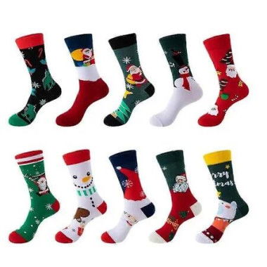 10 Pairs of Christmas Socks, Christmas Gifts,Colorful and Cute Cotton Christmas Socks