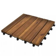 Detailed information about the product 10 Pcs Acacia Decking Tiles 30 X 30 Cm Vertical Pattern