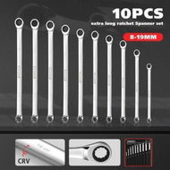 Detailed information about the product 10 PCS Extra Long Double Ring Cr-V Ratchet Spanner Set 72 Tooth Wrench Tool