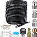 10 PCS Set Black 50 FT Sewer Jetter Kit for Pressure Washer 5800PSI Drain Cleaner Hose 1/4 Inch NPT Corner Rotating and Button Nose. Available at Crazy Sales for $34.99