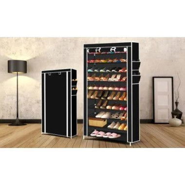 10 Tier Shoe Rack Portable Storage Black