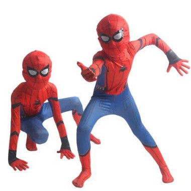 100-110cm Spider man Kids 3D Print Bodysuit Jumpsuit Superhero Outfits with Headwear Halloween Christmas Party Costume