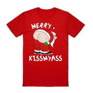 Detailed information about the product 100% Cotton Christmas T-shirt Adult Unisex Tee Tops Funny Santa Party Custume, Merry Kissmyass (Red), S