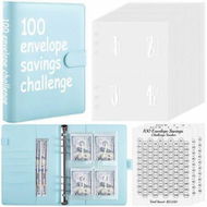 Detailed information about the product 100 Envelopes Challenge Binder,A5 Money Saving Budget Binder with Cash Envelopes - Savings Challenges Book to Save 5,050 Dollars (Blue)