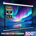 100 Inch Projector Screen 1080P HD Manual Pull Down Retractable Wall Ceiling Mounted Home Movie Cinema Theatre Office Classroom 3D Ready TV Projection. Available at Crazy Sales for $99.95
