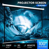 Detailed information about the product 100 Inch Projector Screen Large Motorised Electric Ceiling Wall Mounted Pull Roll Up Down TV Projection Home Office HD Movie Cinema Theatre Remote