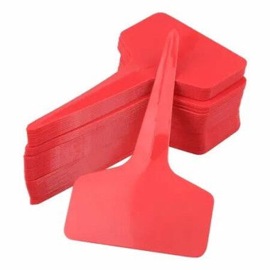 100 Pcs 6 x10cm Plastic Plant T-Type Tags Nursery Garden Labels (Red)