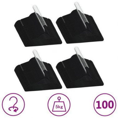 100 Pcs Clothes Hanger Set Anti-slip Black Velvet