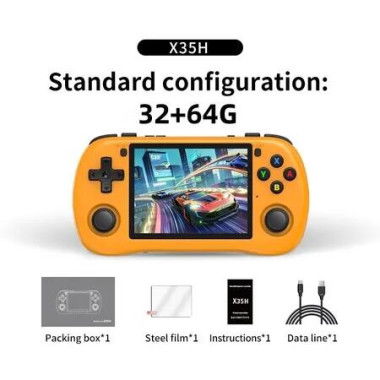 10000+ Games Retro Video Handheld Game Console with 3.5-inch 4:3 IPS Screen,OS Linux System,32+64G Color Orange