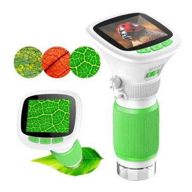 1000X Recordable Microscope 200W Photo Video 2.4IPS Screen Illuminable Digital Microscopes for Ages 6+ Years Old Boys Girls Science Toys Kits(Green)