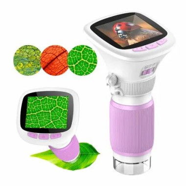 1000X Recordable Microscope 200W Photo Video 2.4IPS Screen Illuminable Digital Microscopes for Ages 6+ Years Old Boys Girls Science Toys Kits(Purple)