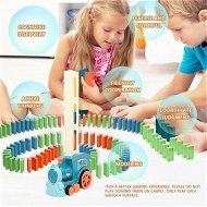 Detailed information about the product 100PCS Blue Automatic Dominoes Stacking Creative Gameï¼ŒDomino Train Toys,Stem Building and Stacking Toys with Sound and Lightï¼ŒXmaxï¼ŒHoliday gift