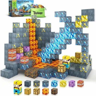 100Pcs Magnetic Blocks Build Mine Magnet World Sword Edition Mine Sword Caverns Magnet Classroom Must Haves Toddler Toys for Boys and Girls Age 3+