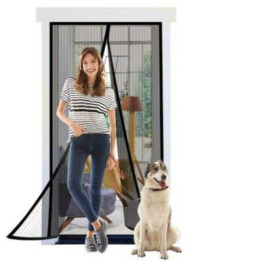 Please Correct Grammar And Spelling Without Comment Or Explanation: 100x210cm Magnetic Screen Curtain Door Hook & Loop Pet Screen Door Fit Door Size Keep Bugs Out Black.