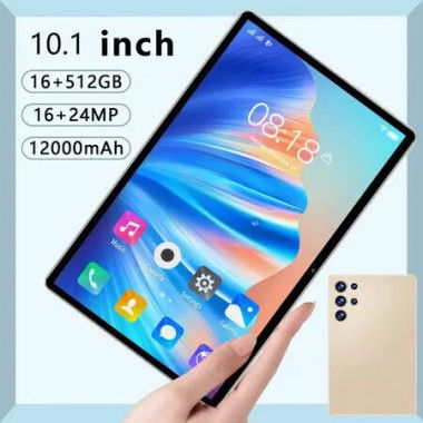 10.1 Inch Android Tablet 16GB+512GB Storage 4G Wi-Fi Dual SIM Long Battery Life Color Gold
