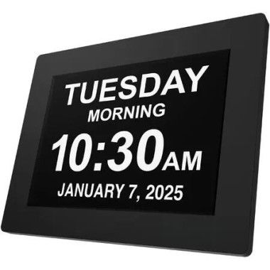 10.1inch Extra Large Font Clock for Seniors Elderly Alzeimer Dementia Large Digital Day Date Clock with Custom Alarms Christmas Gift COL Black