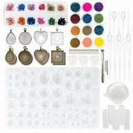 Detailed information about the product 107PCS Silicone Resin Jewelry Casting Mold With Glitter And Flower Decoration DIY Artcraft Project Gift Pendant Making Tools Set For Beginners