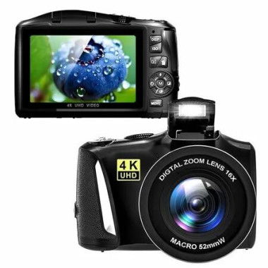1080P 48MP Camera with 16X Digital Zoom and Macro Lens,Compact Camera with Rotating Dashboard for Teenagers,Beginners