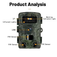 Detailed information about the product 1080P Day & Night Trail Camera with Powerful night vision illumination for clear images in low light, IP54 Waterproof perfect for Wildlife and Outdoor Adventures