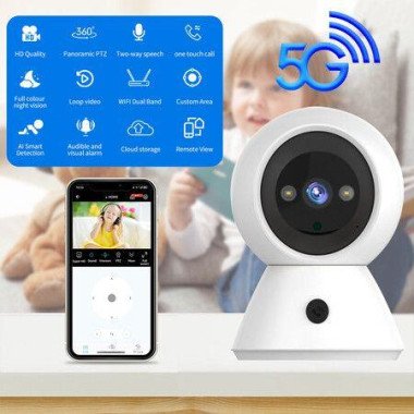 1080P Indoor Camera, Baby Monitor with Night Vision, Surveillance Camera Security Home Dog Pet Monitor, AI Motion Detection With 32G TF Card