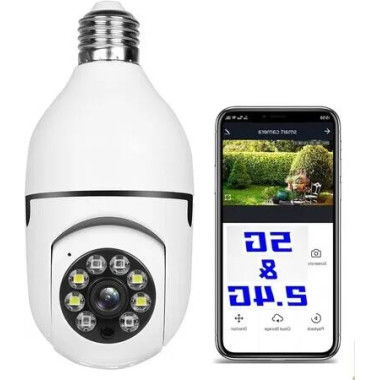 1080P Light Bulb Security Camera, 2.4GHz & 5G WiFi, Indoor/Outdoor, 360Â° View, Full Color Night Vision, Smart Motion Detection