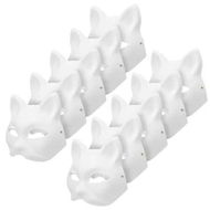 Detailed information about the product 10PCS Cat Mask Therian Masks White Cat Masks Dress Up Masks DIY White Masks Cosplay Masks Costume Party Favors