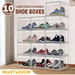 10pcs Shoe Storage Boxes Plastic Large Clear Stackable Organiser Bins Containers Sneaker Display Cases Organizer with Lids. Available at Crazy Sales for $89.97