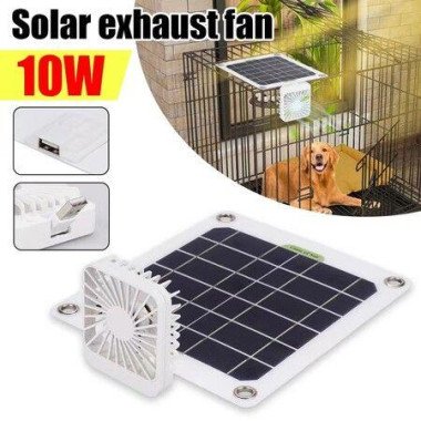 10W Solar Panel Powered Fan Mini Solar Fan Exhaust Fan Kit For Dog Chicken House Home Greenhouse Auto Car Window Heater
