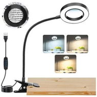 Detailed information about the product 10X Magnifying Glass with Light, Clip on Mganifier with Light, 48 LED Desk Magnifying Glass wtih Clamp for Bed Work Crafts DIY Repair, Black