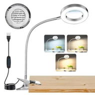 Detailed information about the product 10X Magnifying Glass with Light, Clip on Mganifier with Light, 48 LED Desk Magnifying Glass wtih Clamp for Bed Work Crafts DIY Repair, Silver