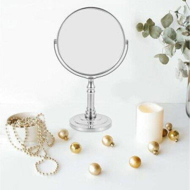 10X Megnifigation Tabletop Vanity Mirror Metal Rotating Mirror For Desk Dresser Beauty Cosmetic