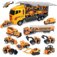 Detailed information about the product 11-in-1 Transport Vehicle Diecast Construction Truck Toy Transport Truck Vehicle Set Gifts For Kids Ages 6 And Up