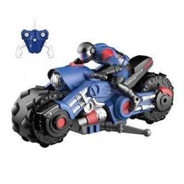1/10 Motorcycle Stunt Drift RC Car Stable Signal Eye-catching Plastic 360 Degree Spinning Motorcycle Stunt Toys for KidsBlue