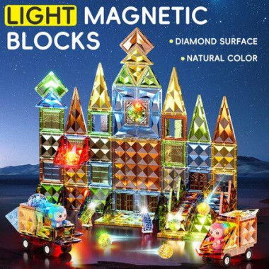 110 PCS Magnet Building Blocks Set for Kids,Lighting magnetic square,Interactive STEM Learning Toys, Ideal Gift for Christmas Holiday Gift