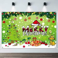 Detailed information about the product 110Ã—180CM Merry Christmas Photo Booth Backdrop Green Elf Xmas Decorations Winter Holiday Party Supply Indoor Outdoor Wall Decor