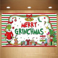 Detailed information about the product 110Ã—180CM Merry Christmas Photo Booth Backdrop Green Elf Xmas Decorations Winter Holiday Party Supply Indoor Outdoor Wall Decor