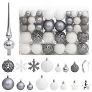 Detailed information about the product 111 Piece Christmas Bauble Set White and Grey Polystyrene