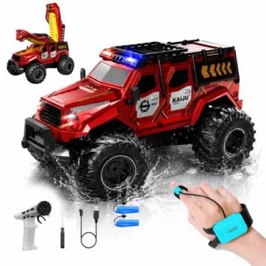 1:14 Amphibious Snake RC Car With Water Spray 360 Degree Rotation Lights And Music All Terrain Remote Control Vehicle For Kids Red