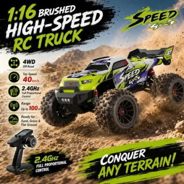 1:16 RC Off Road Monster Truck 40 km/h 4WD Full Proportional 2.4G Remote Control Car With 1300 mAh Battery Metal Parts And LED Lights